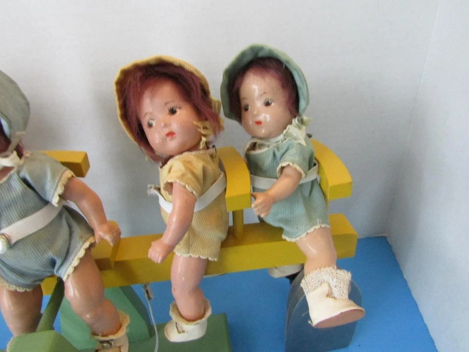 Conjunto de composição quíntupla década de 1930 Madame Alexander Dionne 7,5" com TETTER TOTTER - Imagem 3 de 4