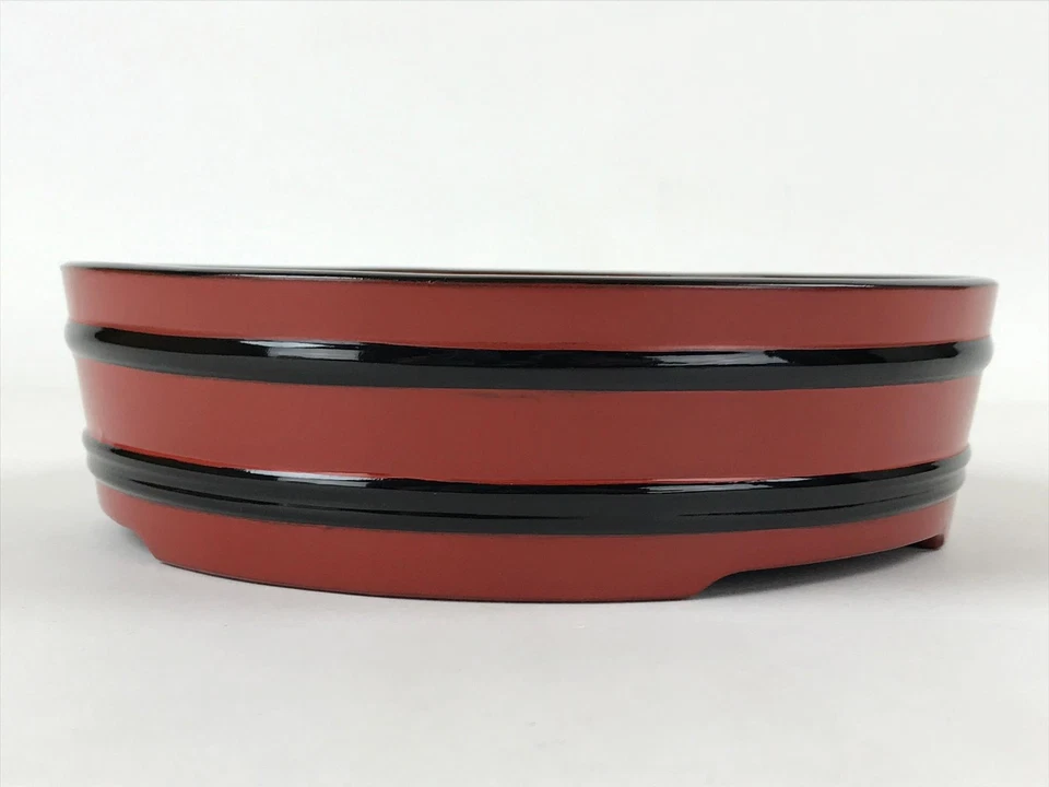 Plato para servir japonés de madera lacada de colección bandeja Sushioke cuenco rojo negro L92 Foto 2 de 4