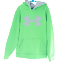 Unisex Youth Under Armour Neon Green Logo Pullover Hoodie Size MD