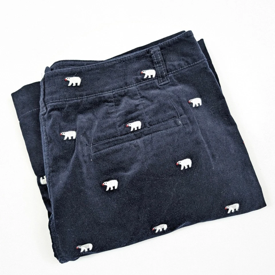 Falda recta de pana azul marino Talbots bordada oso polar para mujer talla 12 Foto 4 de 4