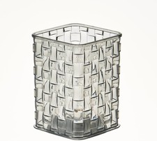 Acrylic Pen Holder,Clear Makeup Brush Holder with Woven Texture,Transparent Styl