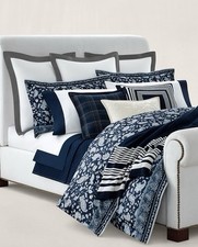 LOT 2 Ralph Lauren RL Organic Sateen Border European Shams 26x26  Graphite NEW