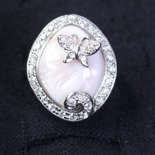 Sterling Silver and Rose Quartz Look Ring, Weighs 7.99 Grams Size 8, Marked 925