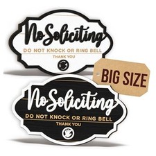 Please No Soliciting Sign For House Door - 2 Pack No 4" x 7" Black  White