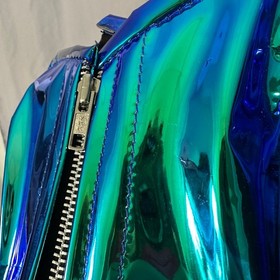 Lavish by Daisy Corsets Blue Iridescent Zipper Front Bustier Top Womens Medium