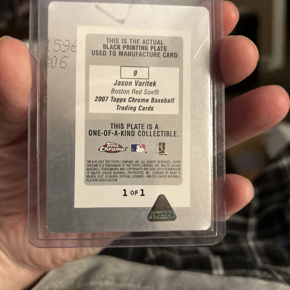 2007 Topps Chrome Jason Varitek #9 黑色印版 1/1 — 第 2/2 张图片