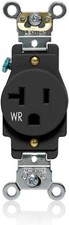 Leviton Single Outlet, Weather-Resistant, 20 Amp, 125 Volt, Heavy-Duty Industria