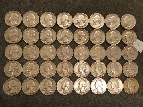 40 coin US Washington Quarters Pre '65 90% Silver $10 face Ships FREE! Lot 7