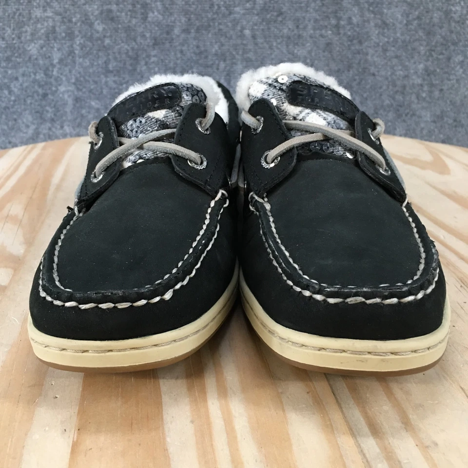 Zapatos Sperry para mujer 8,5 M Top Sider forrados de piel barco de dos ojos 9174293 cuero negro Foto 4 de 4