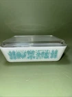 Vtg 50's Pyrex Amish Blue ButterPrint 503 Refrigerator Dish w LID Turquois White