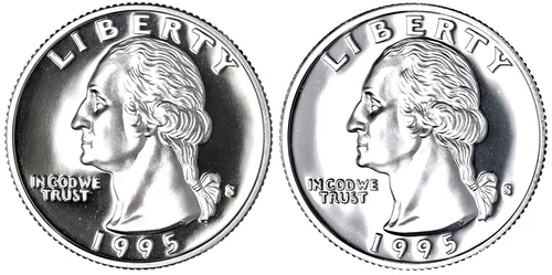 1995 S S Washington Quarters Silver &  Clad Proof 2 Coin  Set