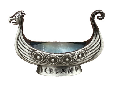 VTG PEWTER VIKING LONG BOAT DRAGON HEAD ICELAND SOUVENIR 3 3/4