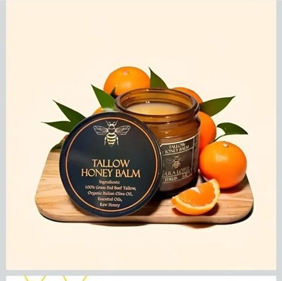 Organic Grass-Fed Beef Tallow Balm Raw Honey - Hydrating Body Care Moisturizers