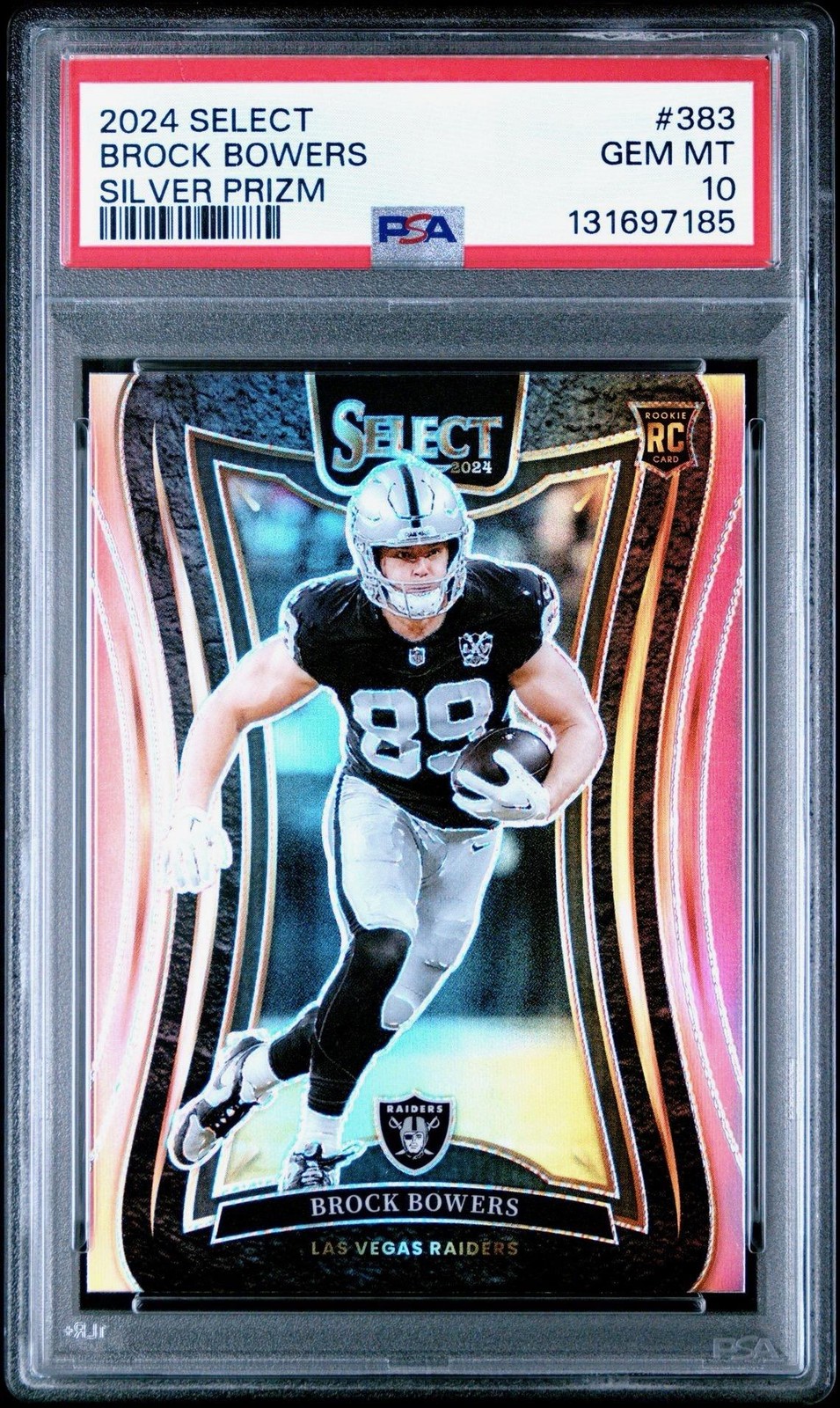 Brock Bowers 2024 Panini Select #383 Silver Prizm Rookie PSA 10 Raiders