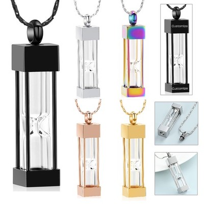 Glass Hourglass Urn Pendant Necklace Cremation Jewelry for Ashes Container Vial