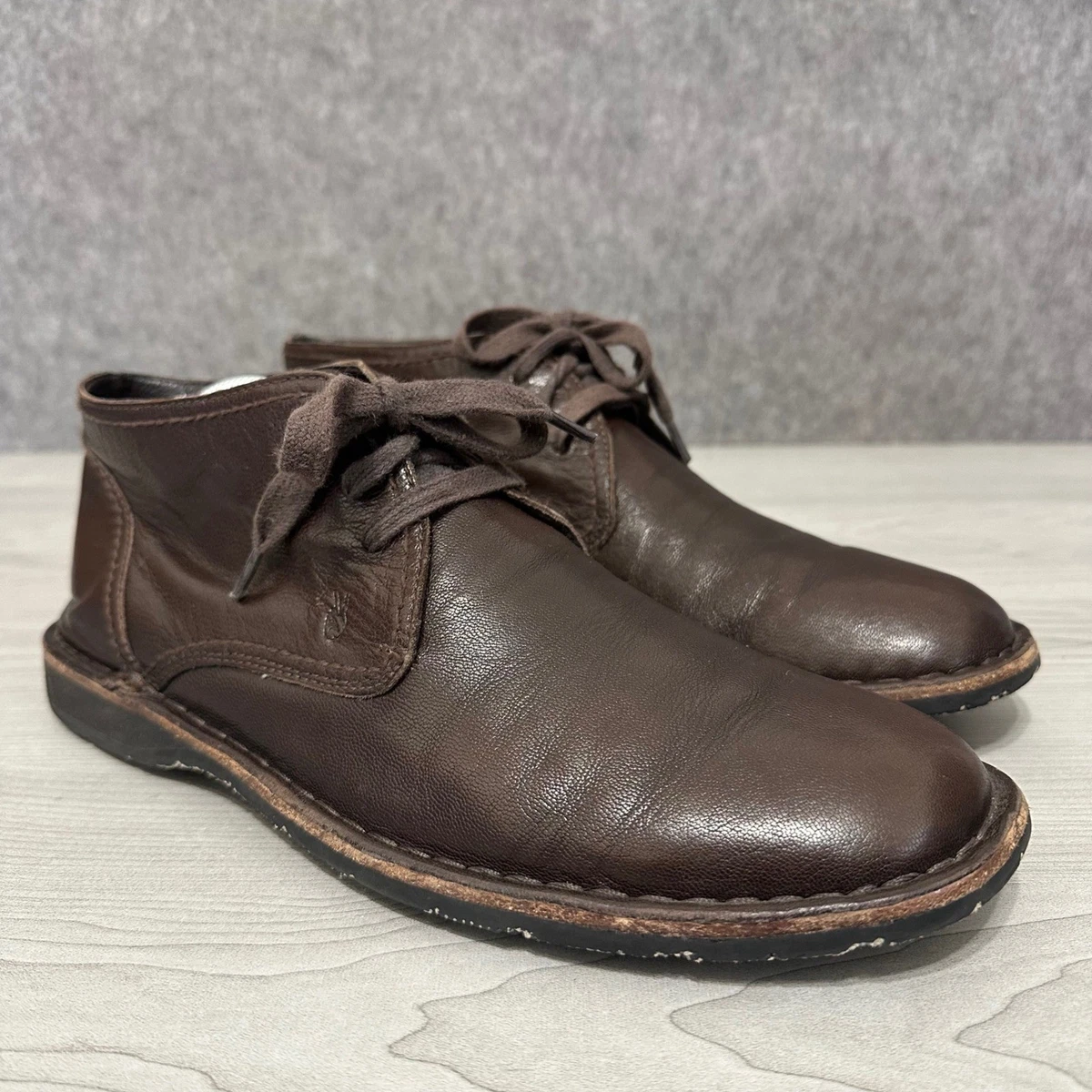 Sz 10 M Mens John Varvatos Brown Canvas/ Leather Trim Lace Up Derby Shoes VGUC John Varvatos Boots Mens 13 M Chukka Lace Up Casual Comfort  main image 2