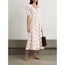 DÔEN Ischia floral midi dress crafted from a cotton-blend size L