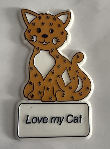 Vintage Bromac 1984 Love my Cat Kitten Fridge Magnet 4” Plastic GUC