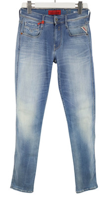 REPLAY Anbass Jeans Mens W30/L32 Slim Fit Stone Wash Stretchy Zip Fly Blue