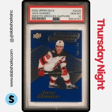 2022 UPPER DECK #SG25 JACK HUGHES SMOOTH GROOVES SAPPHIRE /150 PSA 10