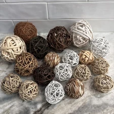 19 Decorative Assorted Rattan Balls