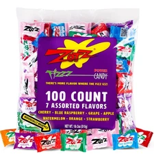 Zotz Fizzy Candy Bag, Assorted Flavors, 100 Count Bag