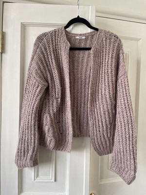 Miami melierte lila Handarbeit Alpaka Strickjacke (S/M)