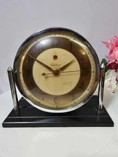 VTG ART DECO WARREN TELECHRON ELECTRIC CHROME CLOCK MODEL 4F51-B MADE USA-READ