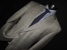 Hart Schaffner Marx 100 Wool light Gray plaid sports jacket coat 42 R