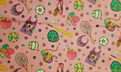 Hoffman JOCKS ROCK Cotton Sports Sewing Quilting Project Fabric 1 2/3 Yards (H) 