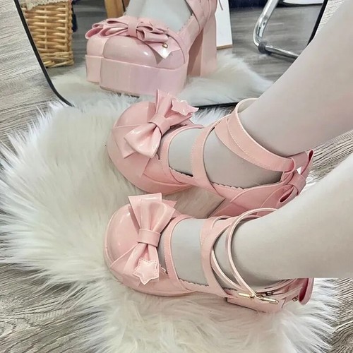 Women's Chunky High Heels Mary Jane Thick Soled Sandals Retro Lolita Party Shoes - Picture 12 of 25
