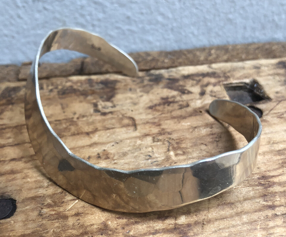 Solid Sterling Silver Hammered Cuff Bracelet - image 1