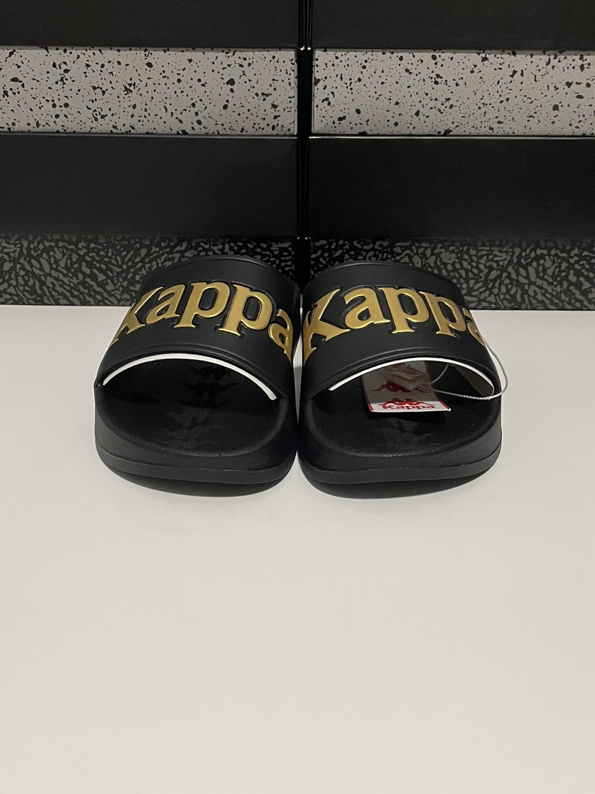 New Kappa 222 Banda Adam 9 Slide 304JPU0-A09 Black-Yellow Gold Men Size 5-9 RARE image 3