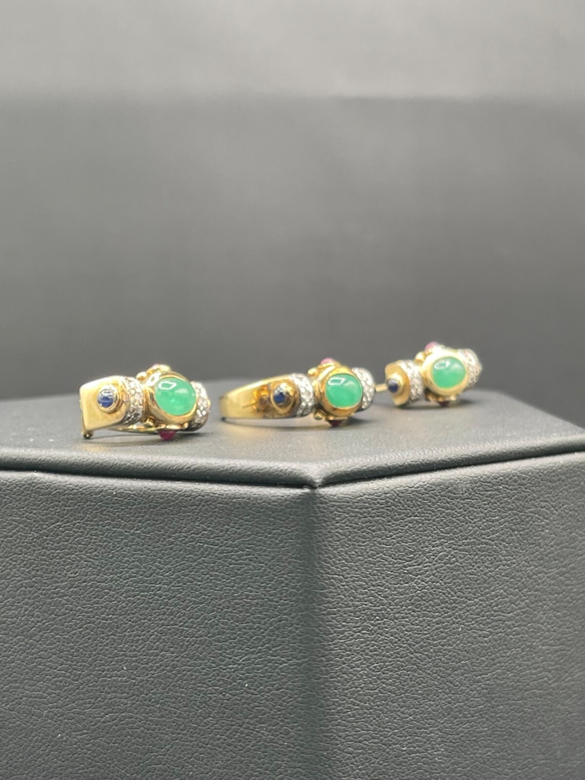 14k EMERALD, RUBY, SAPPHIRE AND DIAMOND RING AND … - image 2