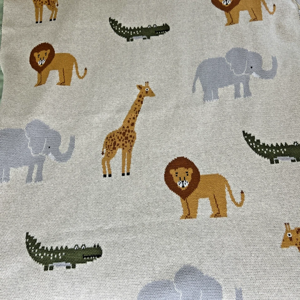 Manta Bebé Orgánica Jacquard Suéter Tejido Zoo Safari Calidad 80x100 Foto 3 de 4
