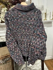 Elodie Multicolor Knitted Turtleneck Sweater Size Medium