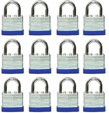 Lot of 12 Piece 40mm Laminated Pad Locks Keyed the Same Alike