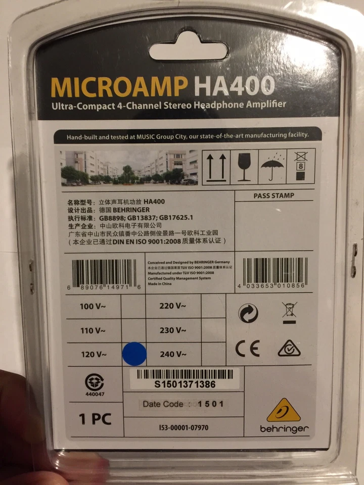 MICROAMP HA400 BEHRINGER ULTRA-COMPACT 4-CHANNEL STEREO HEADPHONE AMPLIFIER - Image 2 of 4