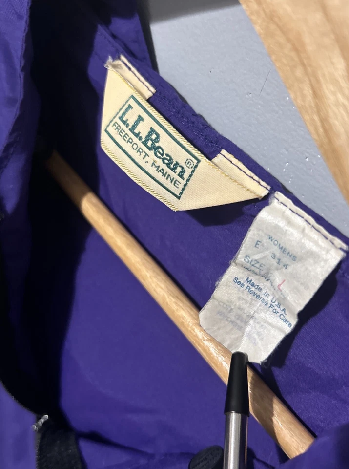 Vintage LL BEAN Jacket Women Large Purple Windbreaker 1/2 Zip Hooded Anorak USA - Image 2 of 4