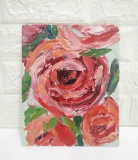Original oil painting Red Flower art Abstract Rose Floral still life wall 8x10 