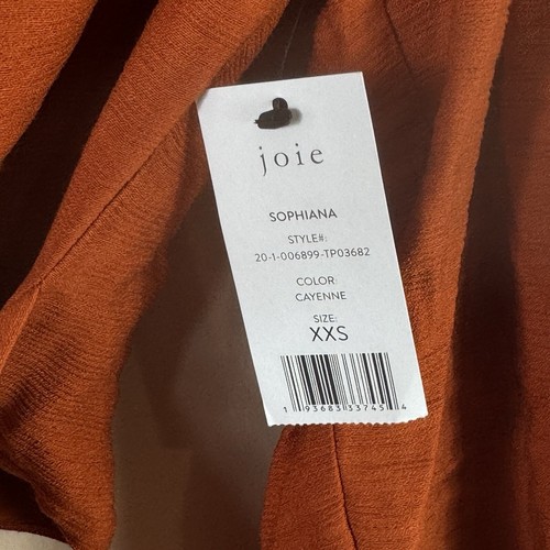 NWT JOIE womens size XXS Sophiana puff sleeve cropped wrap blouse in cayenne - Picture 8 of 8
