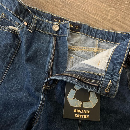 Pantalones de mezclilla Indigo Rein para niños de algodón con costura delantera azul oscuro acampanados anchos B4HP - Imagen 38 de 63