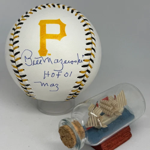 Bill Mazeroski signed Rawlings Team Stitch Pirates Logo Baseball JSA HOF A3797
