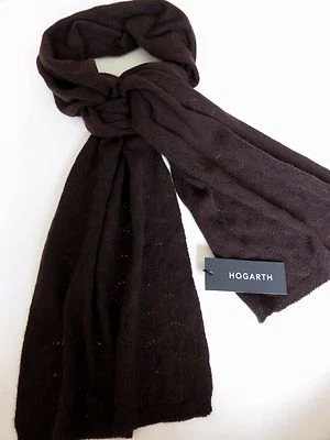 Hogarth cashmere scarf brown pointelle lacy womens ladies NEW made in Scotland