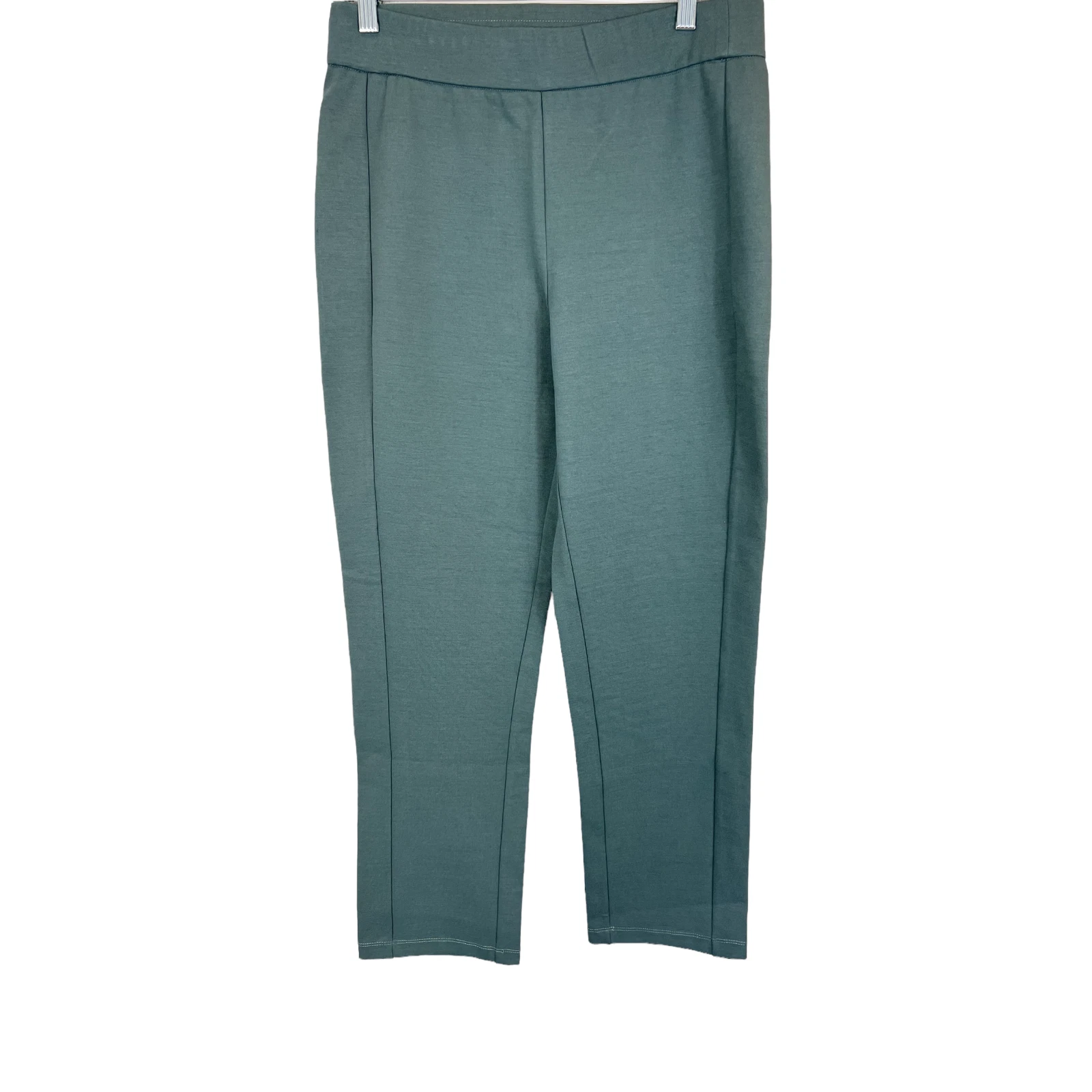 LOGO by Lori Goldstein Supreme Ponte High Twist Pull On Pant Teal Small Size