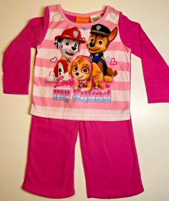 New girls Paw Patrol 2pc Pajama Set pink Fleece Pjs Size 2T Long