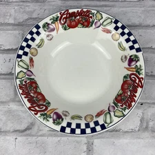 Campbells Soup Bowls By Gibson 1997 Black Checkered Vegetables 