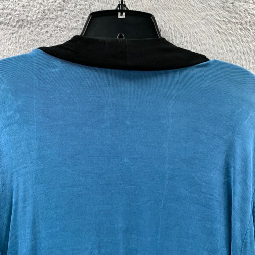 SLINKY BRAND Blouse Womens Large Cardigan Top Blue Black - Picture 5 of 7