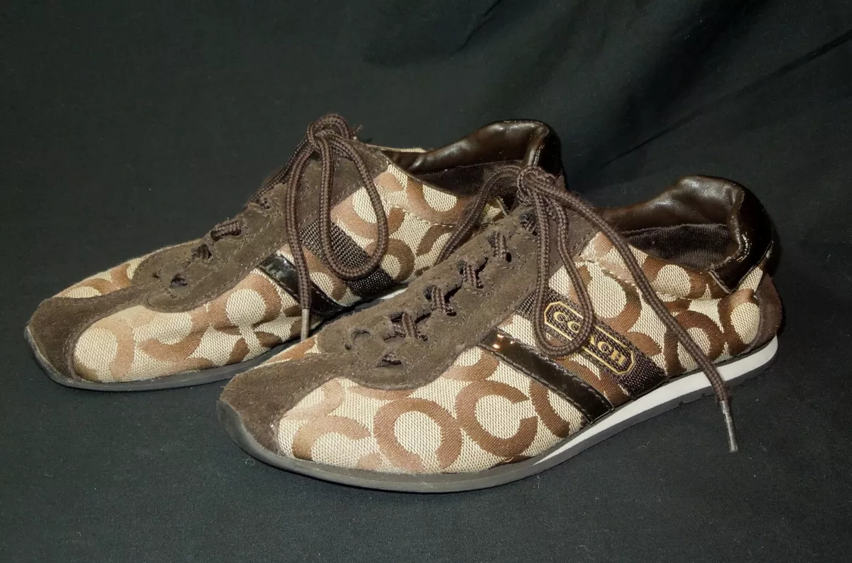 Womens Coach Kathleen Lace-up Brown Signature C Tennis Shoes – Size 5