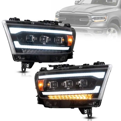 VLAND Amber LED Headlights For Dodge Ram 1500 2019-2023 2024 W/Sequential L+R - Picture 2 of 14